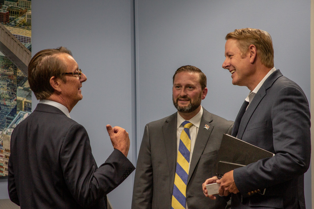 men in discussion at the UK & Missouri roundtable Q&A with Mark Sutherland